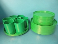 JUEGO DE PLATOS DE MELAMINA MCM VERDE 18 PIEZAS VINTAGE DISEÑO HELLER DE MASSIMO VIGNELLI
