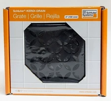 Schluter Systems Kerdi-Drain 4" Square Grate - Matte Black Floral KDIF4GRKMGSD5