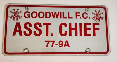 License Plate Metal Goodwill Fire Company Assistant Chief   77-9A