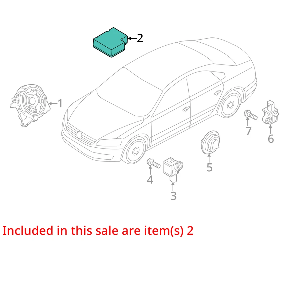 Unidad de módulo de control de bolsa de aire de airbag Volkswagen Passat 2013 2014 2015 OEM Foto 4 de 4