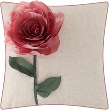 Red Rose Throw Pillow Cover 3D Flower 18" x Pack of 1 ,