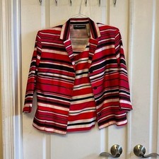 Vintage striped red  black blazer with white  pinkish tones Looks great on 