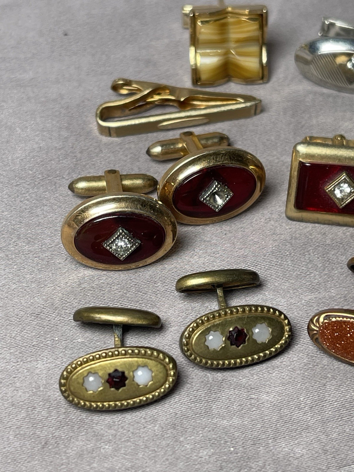 Cufflinks Fancy Red Ruby Stone Correct Anson Vale… - image 2