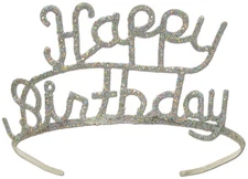 Glittered Metal Happy Birthday Tiara - Beistle