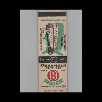 #ad Matchbook Cover Trucking Orscheln Brothers Moberly MO $5.95