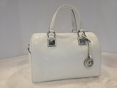 New MICHAEL KORS Grayson Medium Leather DUFFLE SATCHEL in OPTIC