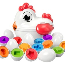 TEMI Toddler Shape Sorting Eggs Toy Chicken Case 7pcs Educational Multicolor