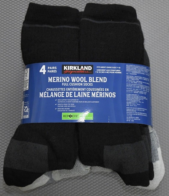 4 pair Costco Merino Wool Blend Socks Men's 7-13