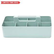 Portable Caddy 8 Compartments 14 Inch Plastic Tote Basket with Handle Divider