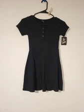 Art Class Black Short Sleeve Button Front Dress