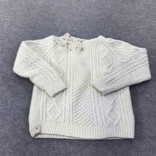 Vintage Antartex Sweater Kids 7-8 White Wool Aran Cable Knit Hand Knit Scotland