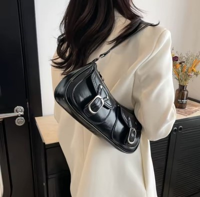 Vintage 2000s Emo Style Purse Bag Women's Y2K Goth Leather Black