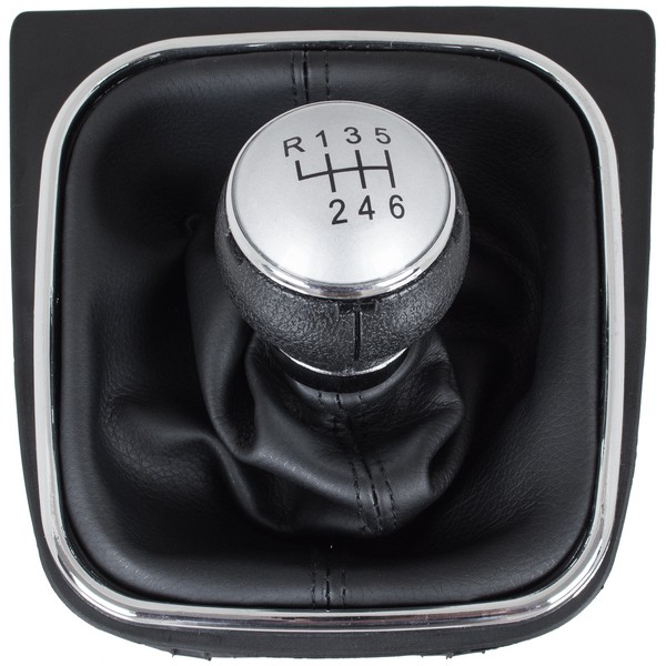 VW Golf V 03-08 Silber + Schwarzer Schaltknauf Mit Chrom-Rahmen 6-GANG-image
