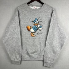 The Disney Store Donald Duck Grey Cartoon Crewneck L