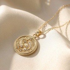 Image of Pisces Gold Plated Zodiac Astrology Pendant Charm Necklace