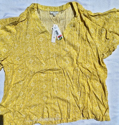 Studio B By Bobeau Woven Top Womens Short Sleeve Shirt Size 3X NWT