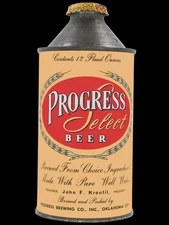 Progress Beer of Oklahoma City Conetop Theme New Metal Sign: 12x16 Ships Free