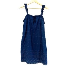 GAP x Doen Eyelet Embroidered Mini Dress Womens Medium Blue Boho Chic Cottage