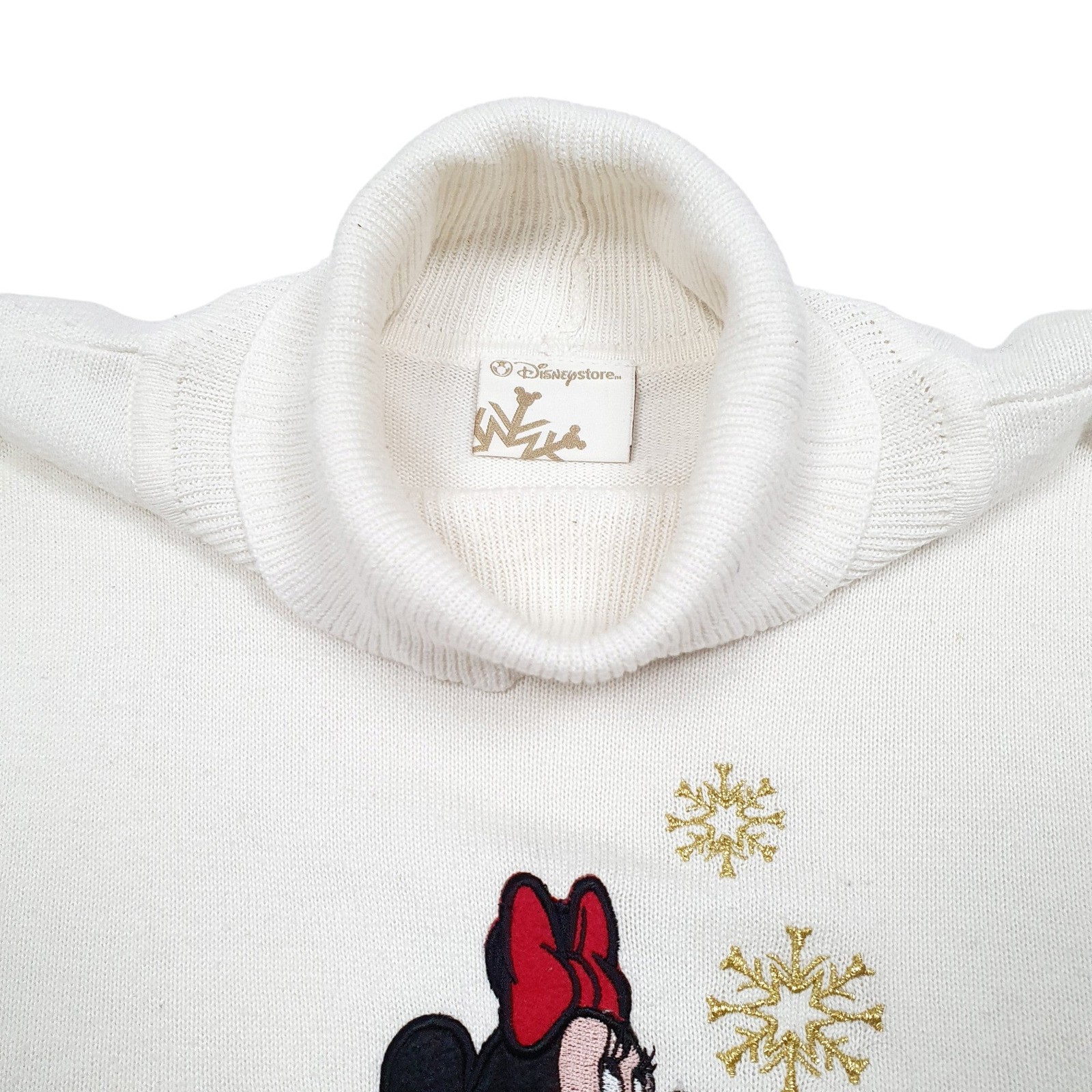 DISNEY Turtleneck Knit Minnie Mouse Festive Stars Jumper Sweatshirt Womens M image 2