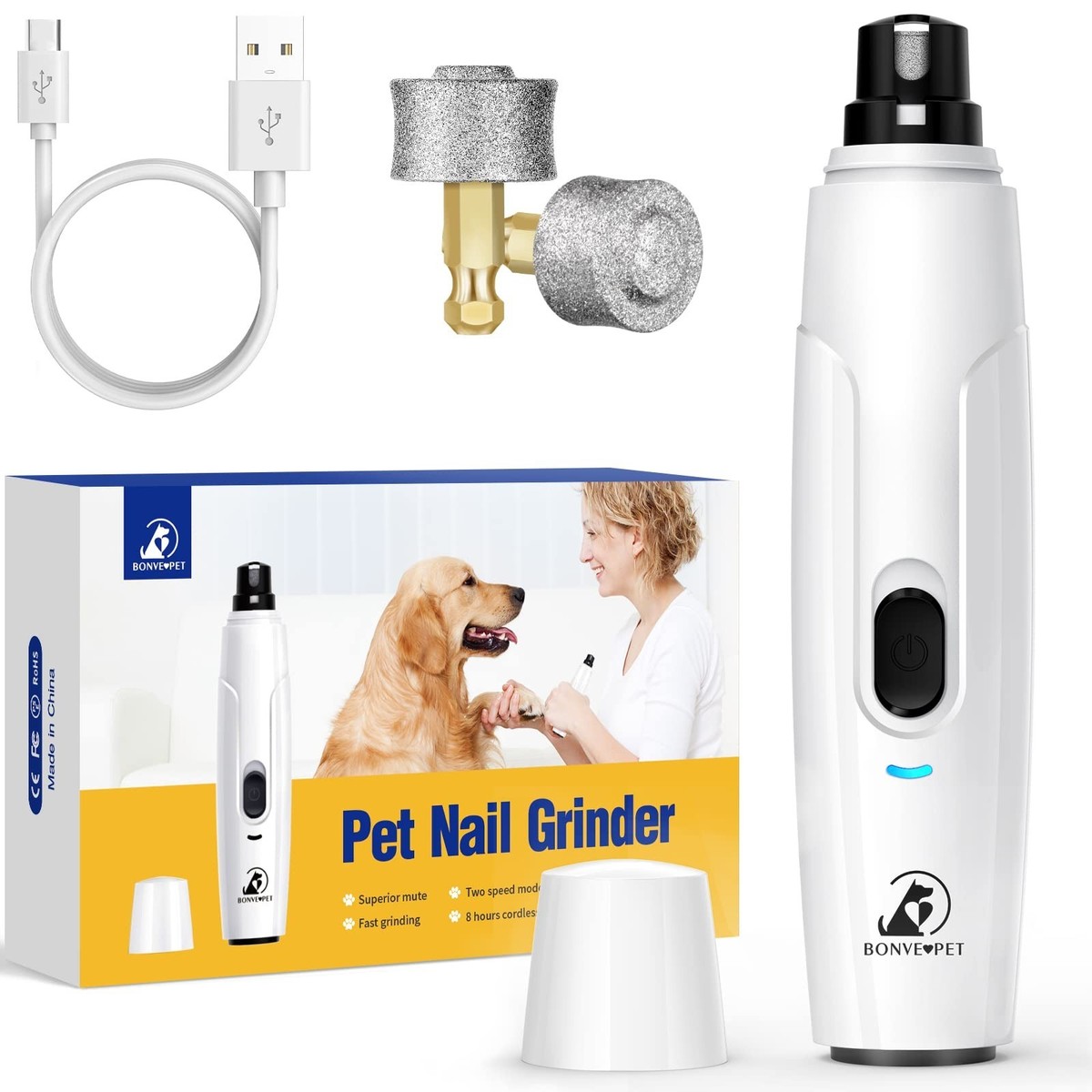 Bonve Pet Nail Grinder for Dogs Upgraded Dog Nail Trimmers Super