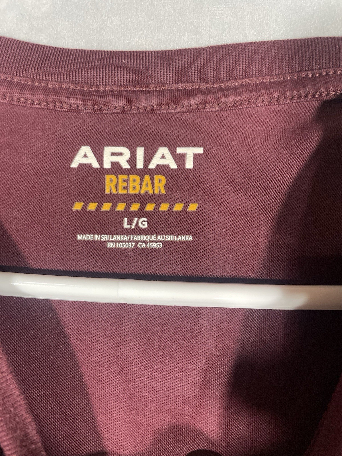 Ariat® Men's Rebar Workman Vent Malbec Short Sleeve T-Shirt 10022426 Size Large