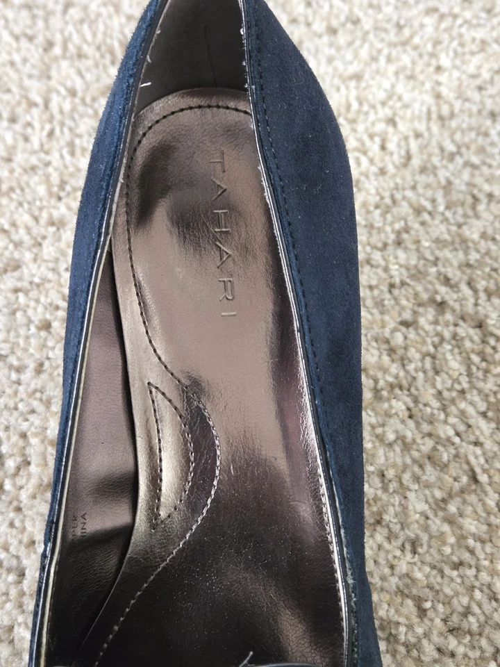 Tahari Women's Suede Blue Heels Tassels Leather Upper Size 7.5  — 第 4/4 张图片