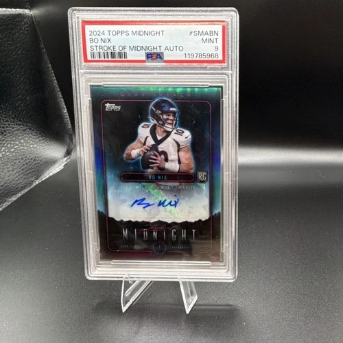 2024 Topps Midnight Stroke of Midnight Auto Rookie PSA 9 Bo Nix SMA-BN Broncos