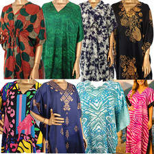 Damen Freizeitkleid Loungewear Nachthemd Urlaub Winlar Kaftan Kleid seidig One Size