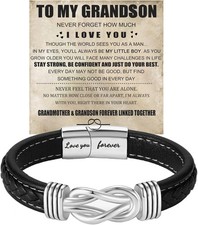 To My Son/Grandson Bracelet From Mom Grandmother, Forever Linked Together Black