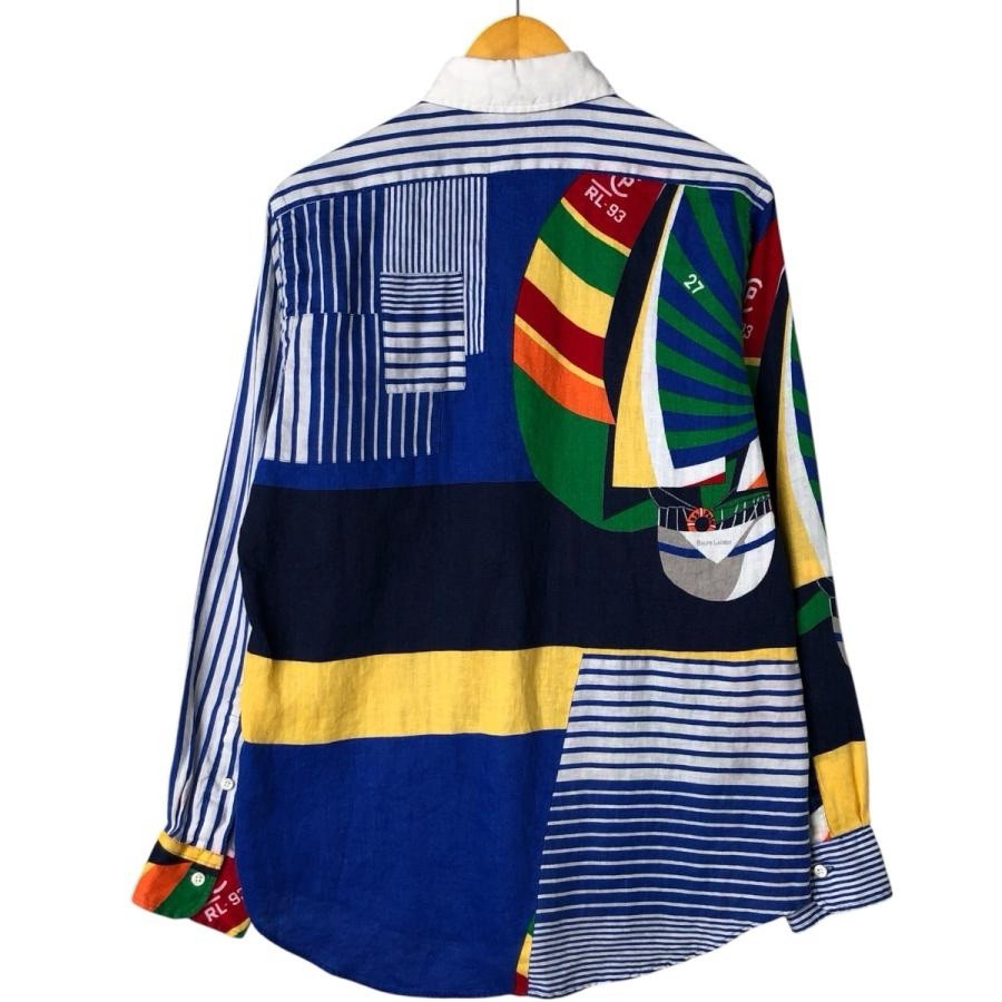 RALPH LAUREN POLO LINEN BUTTON SHIRT sailboat patchwork stripe RL-93 CP93 XL image 2