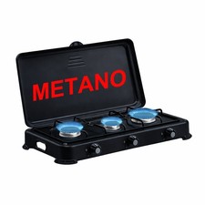 Fornello 3 Fuochi Nero "PREMIUM " 3 Gas METANO Con Coperchio Protettivo
