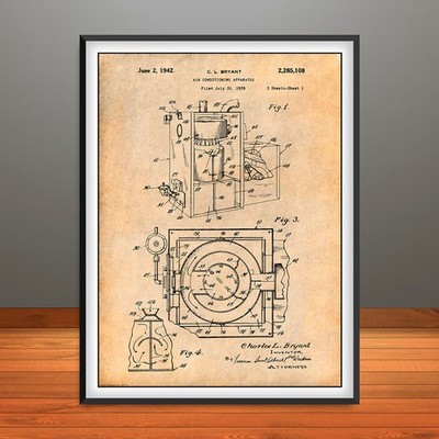 1939 Bryant Air Conditioning Patent Print Art Drawing Poster