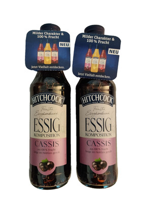 2x Hitchcock Cassis 500ml (2x250ml) - Fruchtessig mit Beerennote - MHD 12.07.26