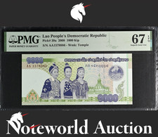Lao 1000 Kip 2008 P 39a Prefix AA UNC PMG 67 EPQ 2nd TOP POP
