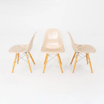 2016 Eames Modernica Beige Fiberglass Dining Chair w/ Eiffel Bases 3x Available