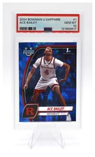 2024-25 Bowman Chrome U Sapphire Ace Bailey #1 Bowman 1st PSA GEM MT 10