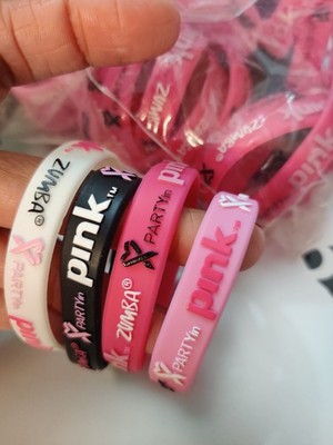 Zumba Groove For A Cure Party In Pink PIP ~ Rubber Bracelets 60 pack! Free Ship