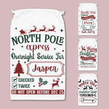Custom Name Santa Claus Sack with Drawstrings Santa Gift Bag for Xmas Holiday