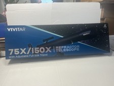 VIVITAR 75X / 150X Refractor Telescope w/ Adjustable Full Size Tripod 3x Scope