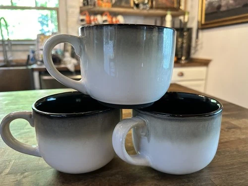 Sango Nova Black 4932 Soup Mug Lot Set Of (3)