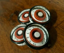 4 Speed Grip Speed Volume/Tone Knobs.. Black/Red/White.. JAT CUSTOM GUITAR PARTS