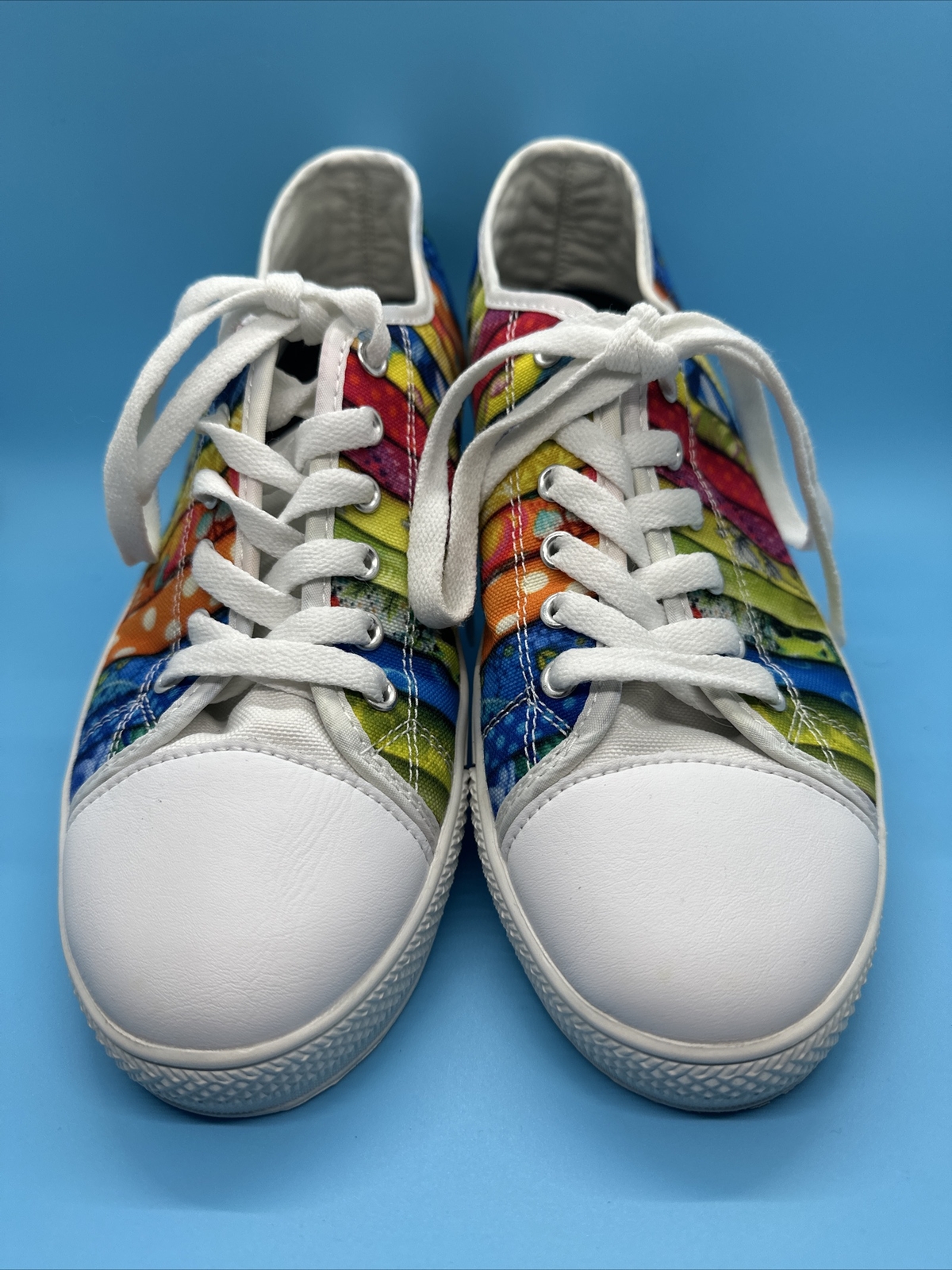 Sneakers Fabric Lover Colorful Canvas Lace Up Low Top Shoes Men’s 8.5 Women’s 11-image