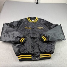 Vintage King Louie Jacket Mens Large Black Bomber Satin Atlanta Ga USA Made