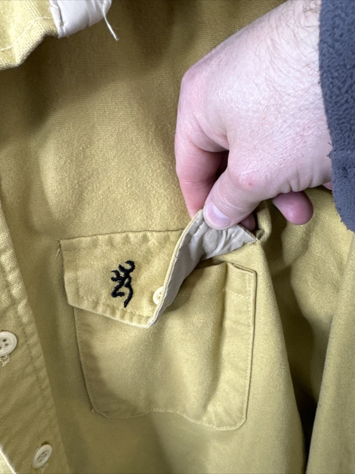 Camisa pesada vintage marrón manga larga botón para hombre 2XL bronceada años 80 hecha en EE. UU. Foto 3 de 4