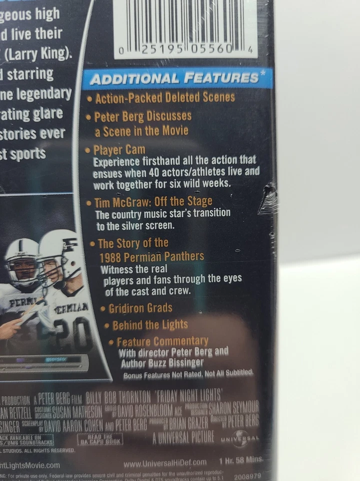 Friday Night Lights (Blu-ray, 2009) NEW, SEALED, Billy Bob Thornton, Tim Mcgraw - Imagem 3 de 3