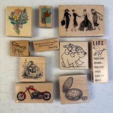 Mixed Lot of 10 Rubber Stamps Inkadinkado Stampendous Motorcycle Polar Bear