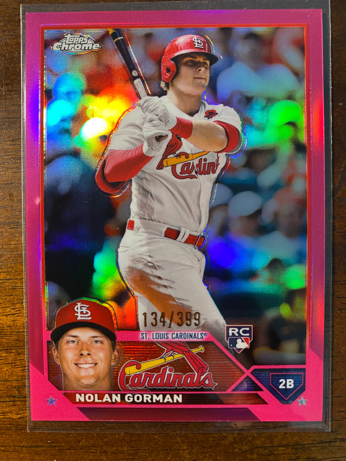 2023 Topps Chrome Nolan Gorman #192 RC Rookie Magenta Refractor /399 Cardinals