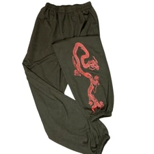 Romwe Red Dragon Graphic Joggers Sweatpants Elastic Waist Black S US 4 / EU 36