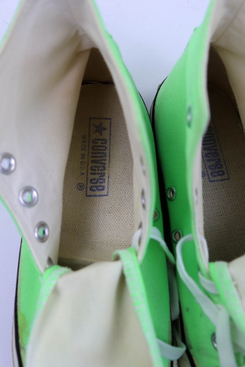 80s Vintage Converse Made in U.S.A. Neon Green High Top Sneakers