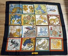SALVATORE FERRAGAMO Authentic Scarf Silk Wild Animal Print 16 Panels with Box